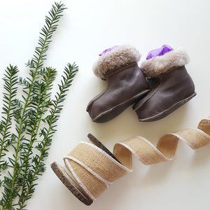 Melita Kid's Leather Sheepskin Slippers / Booties